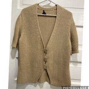 Lafayette 148 Beige Cotton Knit Cardigan Sz L